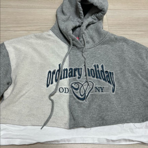 오디너리 홀리데이 시그니쳐 자수 레이어드 크롭 후드 Free