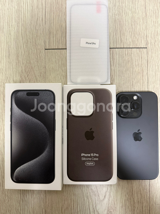 아이폰15프로 128GB 블랙 티타늄 + 애플 정품실리콘케이스--0