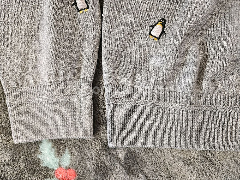 [100]새제품 코오롱 브렌우드 펭귄 자수 남성니트 그레이--4