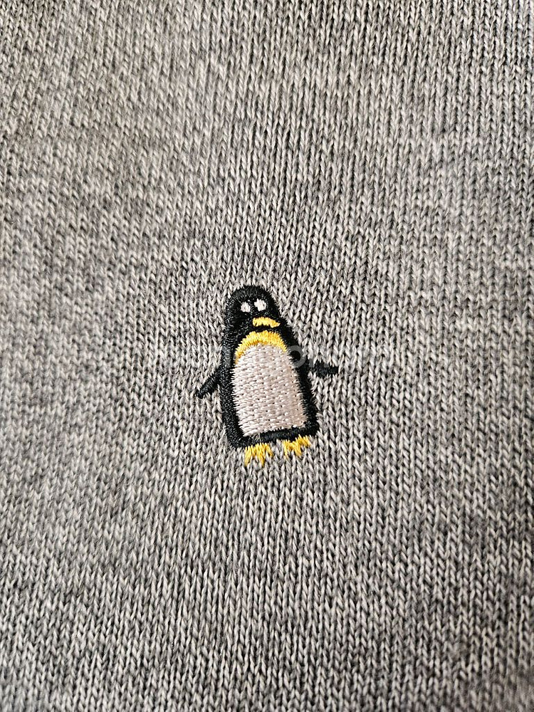 [100]새제품 코오롱 브렌우드 펭귄 자수 남성니트 그레이--5