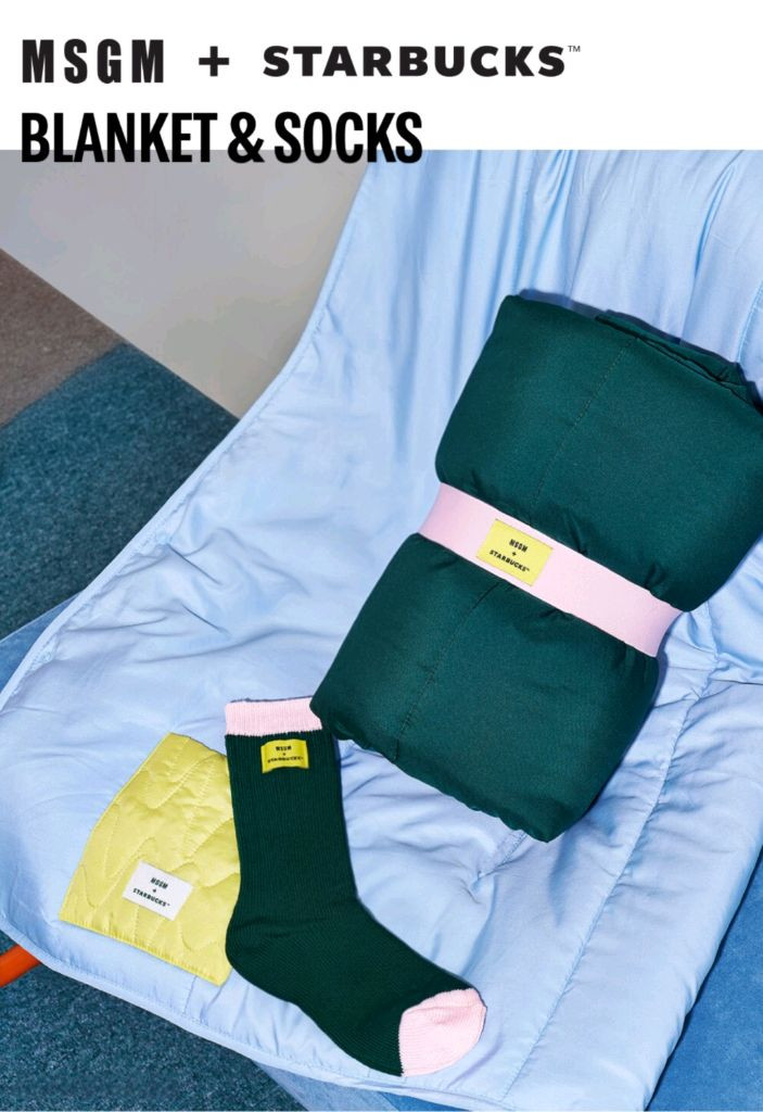 MSGM + 스타벅스 그린 블랭킷 그린 양말 미사용 새상품--8