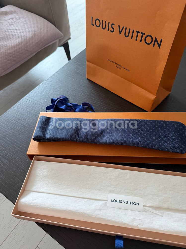 루이비통 M70953 모노그램 클래식 블루 넥타이 / 새상품 미개봉--1