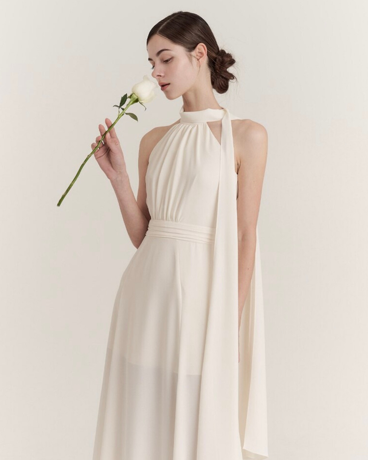 [결혼식 2부 드레스 원피스] 그레이스유 GRACE U Isabel Halter-Neck One-piece 이미지