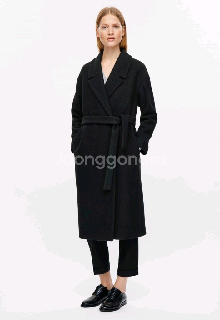 코스 벨티드 울 코트--2