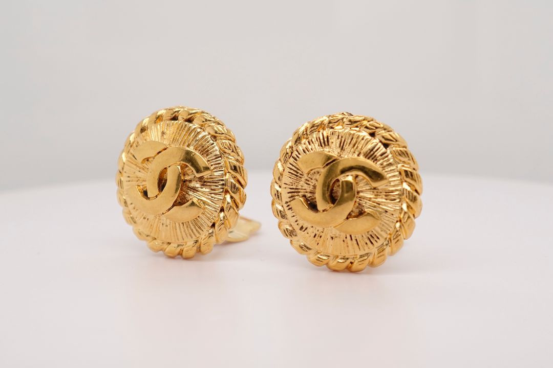 빈티지 샤넬 CC 코코마크2400 클래식 클립온 귀걸이--4