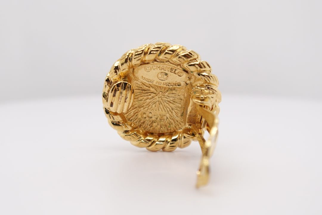 빈티지 샤넬 CC 코코마크2400 클래식 클립온 귀걸이--5