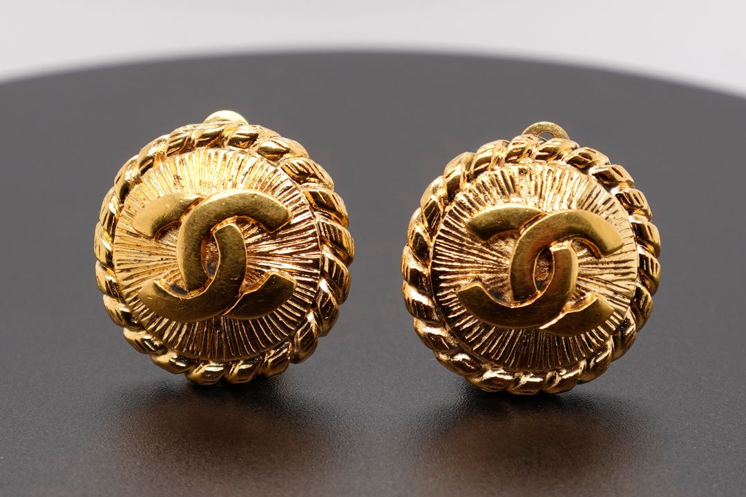 빈티지 샤넬 CC 코코마크2400 클래식 클립온 귀걸이--9