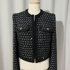 미샤 금속 트리밍 장식 트위드 자켓-미착용 새상품