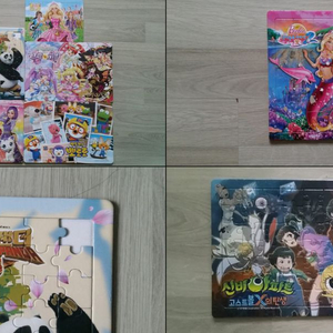 퍼즐 맞추기 뽀로로, 프리, 시크릿쥬쥬, 쿵후팬더, 인어공주, 뽀로로, 코코몽(일괄 총 7개), 터닝 메카드 가방
