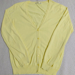 유니클로 면혼방가디건55~66 옐로우노랑가디건