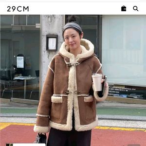 클루니 무스탕(Tory hooded buckle mustang jacket - brown