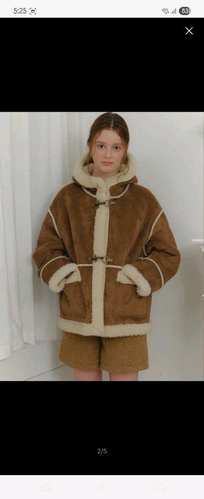 클루니 무스탕(Tory hooded buckle mustang jacket - brown--1