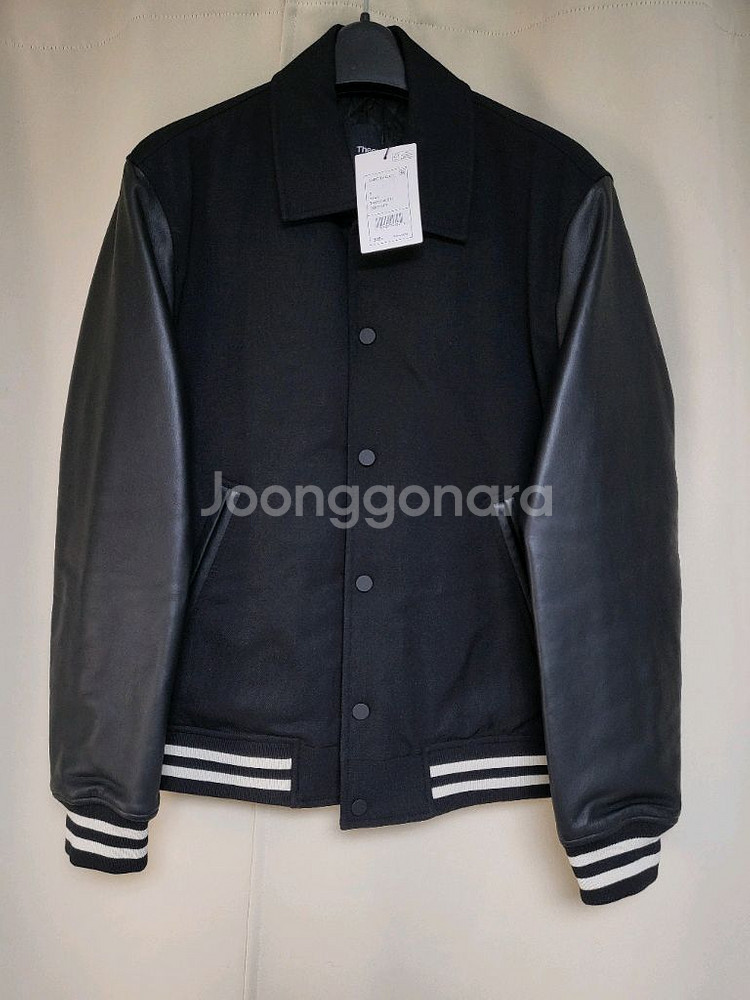 띠어리 24SS 울 개버딘 레더 바시티 가죽자켓 S--0