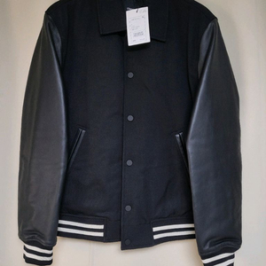띠어리 24SS 울 개버딘 레더 바시티 가죽자켓 S