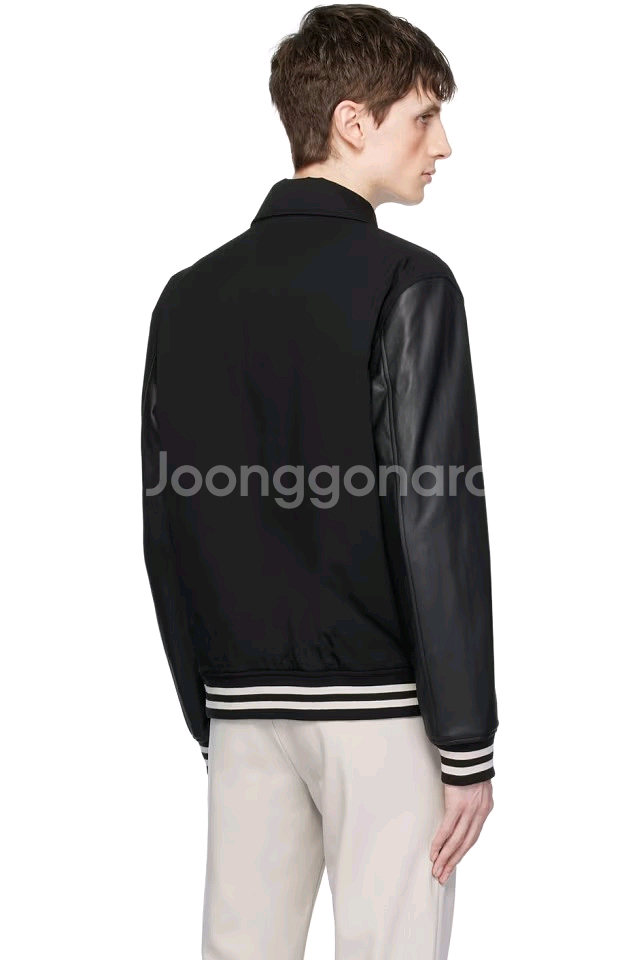 띠어리 24SS 울 개버딘 레더 바시티 가죽자켓 S--3