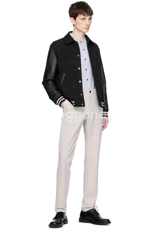 띠어리 24SS 울 개버딘 레더 바시티 가죽자켓 S--4