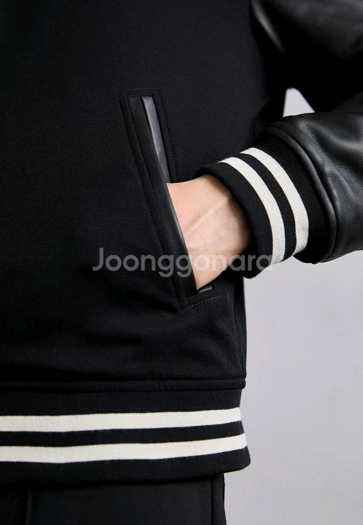 띠어리 24SS 울 개버딘 레더 바시티 가죽자켓 S--5