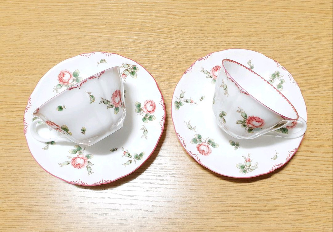 [1조 가격]단종 빈티지 니코(NIKKO) 핑크 로즈 패턴 찻잔 겸 커피잔--6