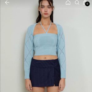 낫유어로즈 가디건 나시탑 니트 세트 Crystal knit bolero set blue