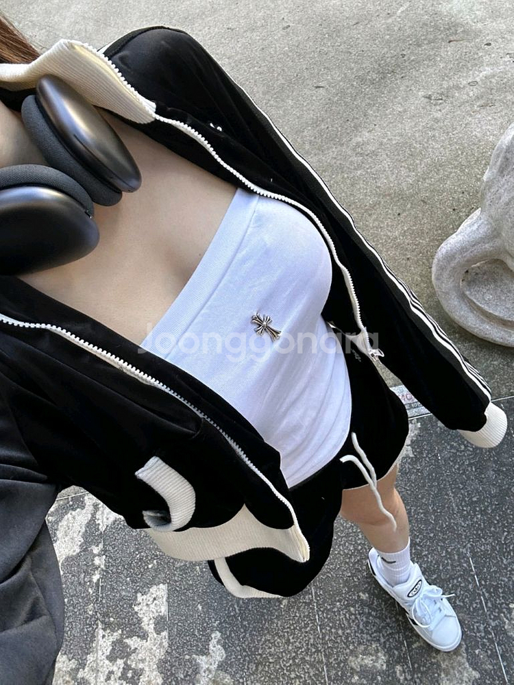 수입 새상품 아이돌 벨벳 트레이닝 투피스 세트--5