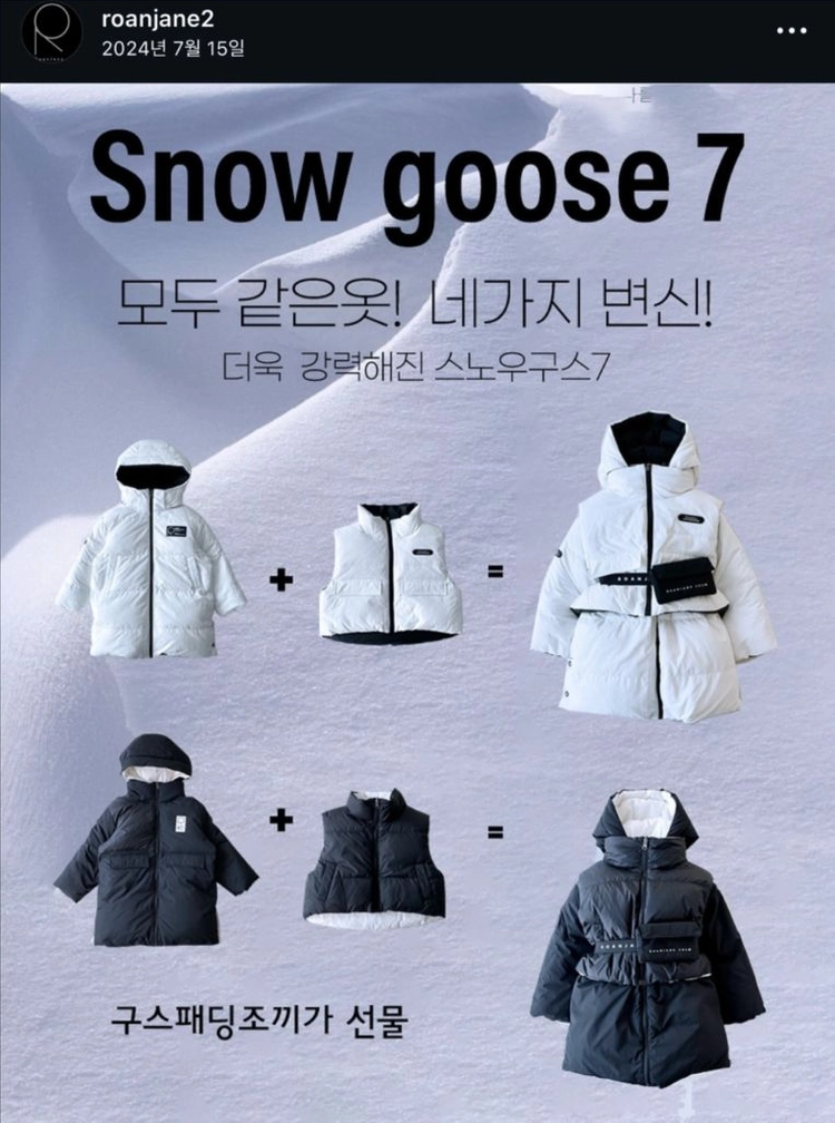 로아앤제인 구스다운 스노우7 리버서블(양면)패딩 팝니다 이미지