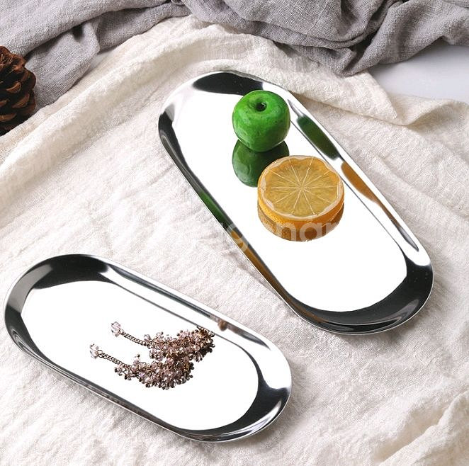 실버 트레이 스텐쟁반 소품트레이 장식품트레이--0