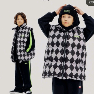 히로 투웨이 체커 다운패딩 그레이 140 택포