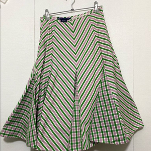 폴로 랄프 로렌 스트라이프 코튼 미디 스커트