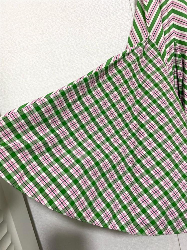 폴로 랄프 로렌 스트라이프 코튼 미디 스커트--2