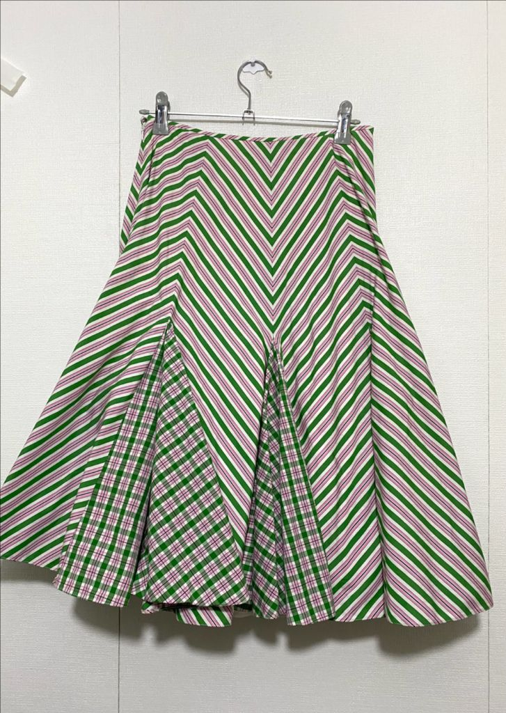 폴로 랄프 로렌 스트라이프 코튼 미디 스커트--4