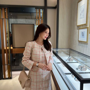 로아르 프리미엄 체크 트위드 자켓 원피스 세트 S 새상품