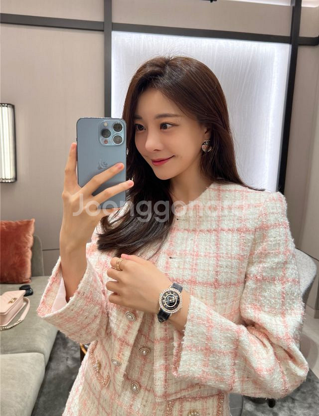 로아르 프리미엄 체크 트위드 자켓 원피스 세트 S 새상품--2