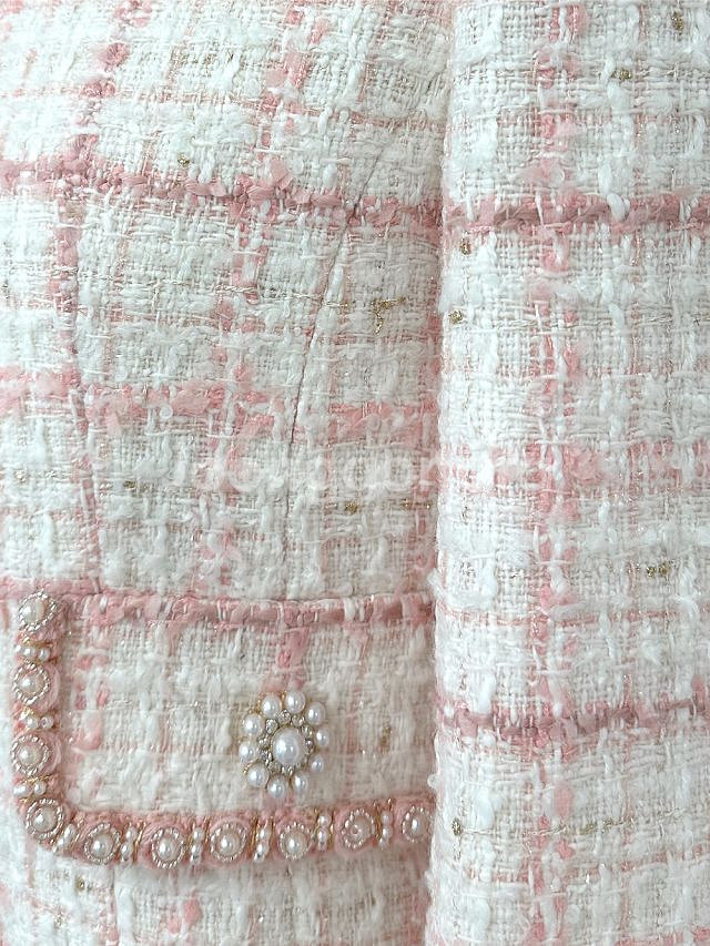 로아르 프리미엄 체크 트위드 자켓 원피스 세트 S 새상품--8