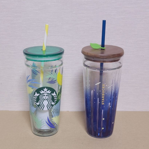 (가격내림) 스타벅스 바나나 글라스 콜드컵 591ml(새상품) 반딧불 글라스 콜드컵 591ml(중고)택없음 이미지