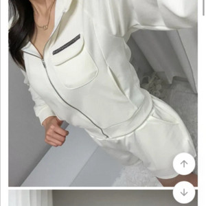 비즈 포켓 긴팔반바지 트레이닝 아이보리