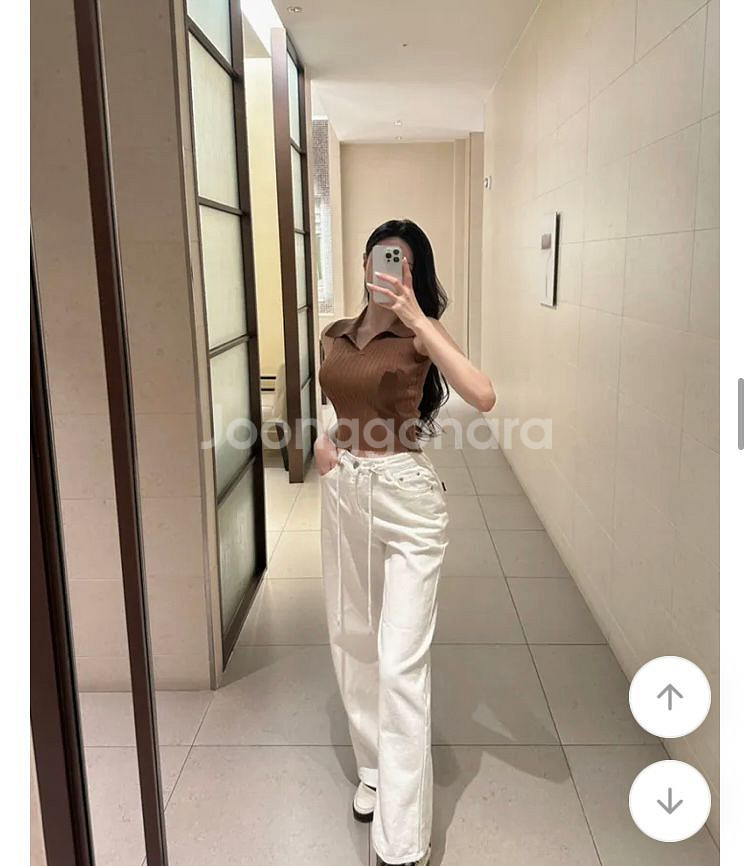 허리스트링 데님 화이트 m 새상품--1