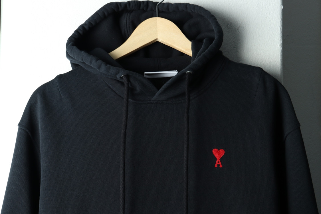 W(S) 아미 후드티셔츠 하트 스몰로고 블랙 이미지