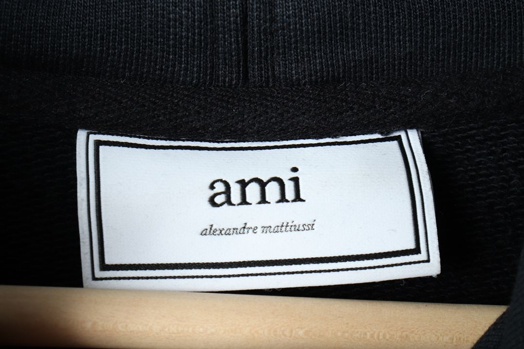 W(S) 아미 후드티셔츠 하트 스몰로고 블랙 이미지