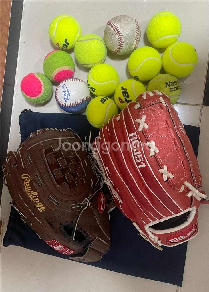 캐치볼용 글러브, 공 세트--0