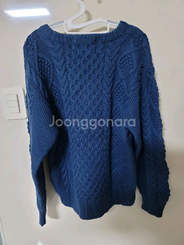 일본 핸드메이드 두툼 케이블 울니트 남색 100정 상태굿--1
