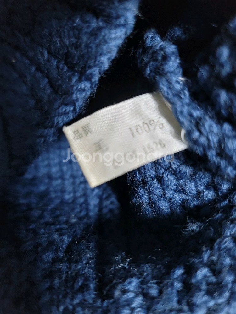 일본 핸드메이드 두툼 케이블 울니트 남색 100정 상태굿--3