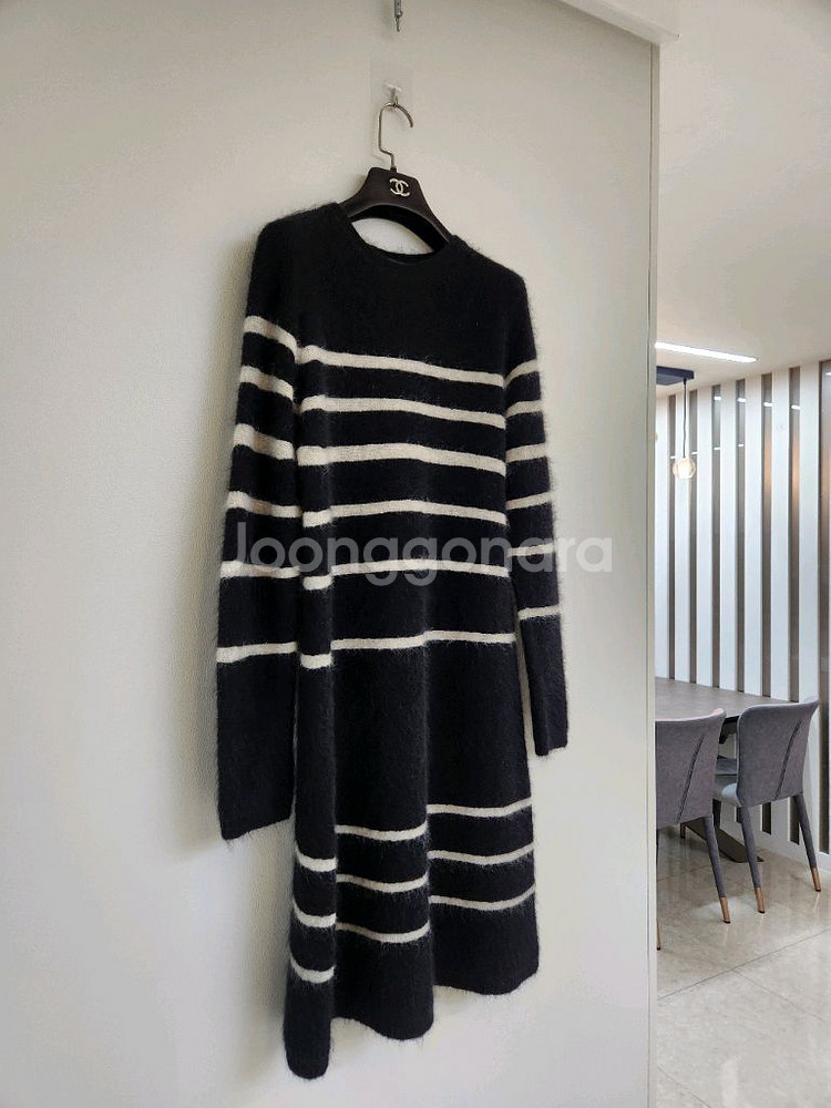 막스마라 모헤어 울브렌드 스트라이프 니트 원피스--2