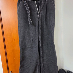 노운 noun 벨티드 와이드 데님 팬츠 블랙 1사이즈