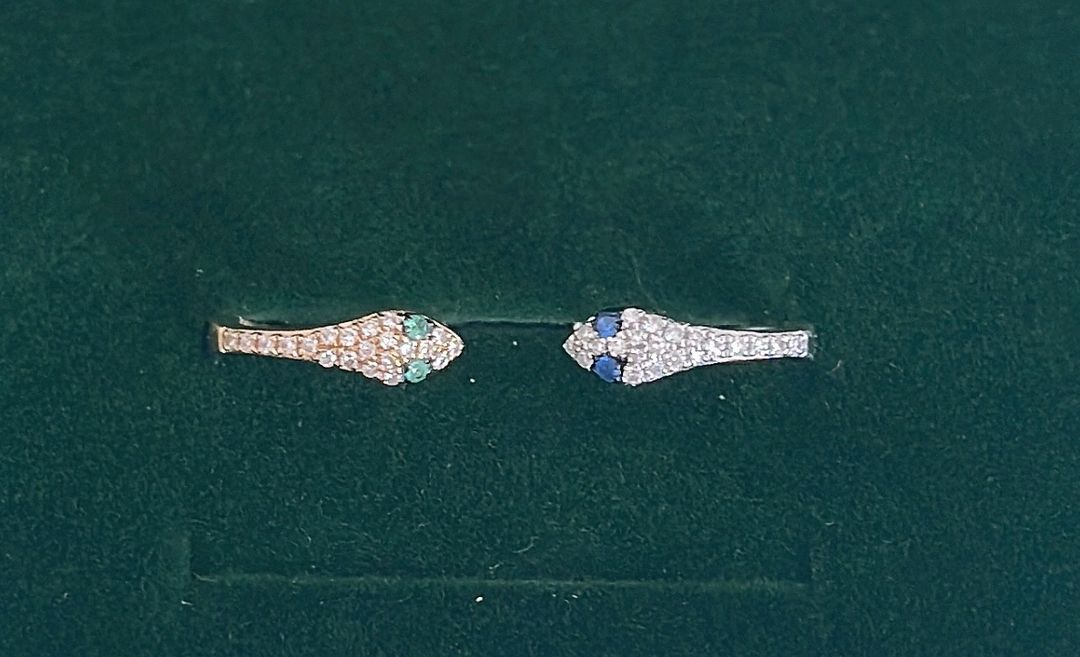 14k소윰스네이크 뱀 천연다이아이어링(새상품)--1