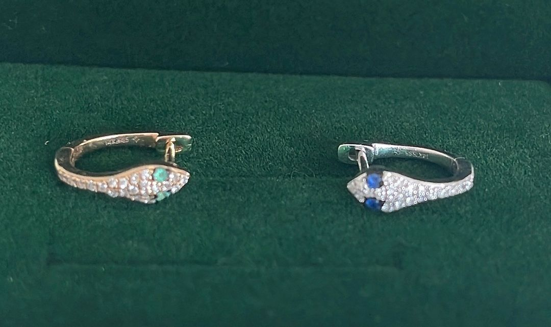 14k소윰스네이크 뱀 천연다이아이어링(새상품)--2