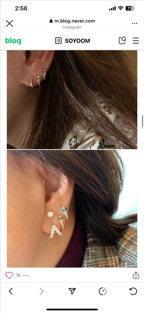 14k소윰스네이크 뱀 천연다이아이어링(새상품)--3