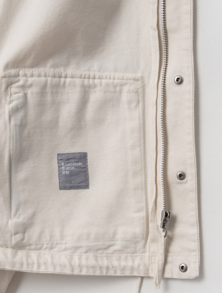 [새상품] 에잇세컨즈 코튼 후드탈부착 야상점퍼 화이트/아이보리흰색미색크림색 남녀공용남자여자 집업 아우터 외투 봄가을--18