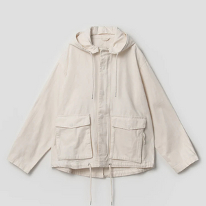 [새상품] 에잇세컨즈 코튼 후드탈부착 야상점퍼 화이트/아이보리흰색미색크림색 남녀공용남자여자 집업 아우터 외투 봄가을