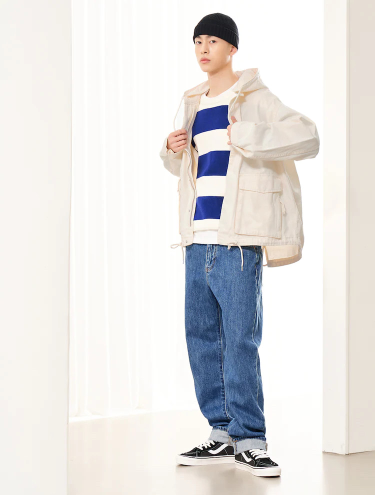 [새상품] 에잇세컨즈 코튼 후드탈부착 야상점퍼 화이트/아이보리흰색미색크림색 남녀공용남자여자 집업 아우터 외투 봄가을--3