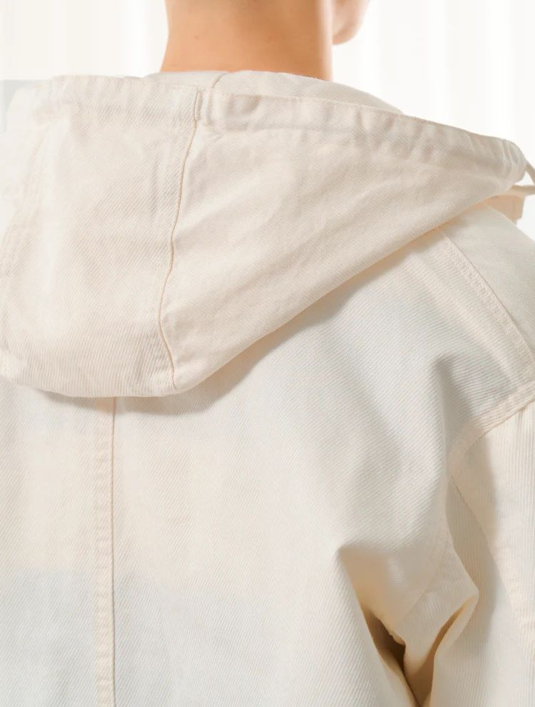 [새상품] 에잇세컨즈 코튼 후드탈부착 야상점퍼 화이트/아이보리흰색미색크림색 남녀공용남자여자 집업 아우터 외투 봄가을--7